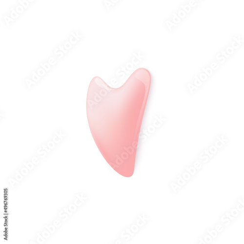 Quartz Gua Sha scraping tool template, realistic vector illustration isolated.