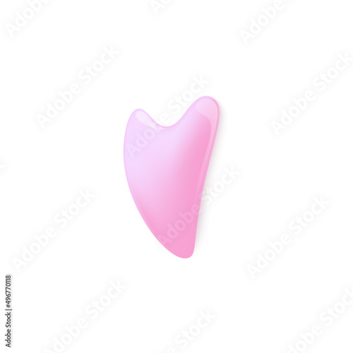 Quartz gua sha massager or scraper tool, realistic vector illustration isolated.