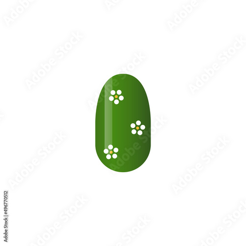 Polished female finger nail with nail art realistic vector illustration isolated.