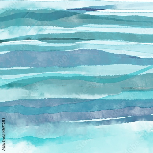 abstract watercolor background. Sea wave illustration 