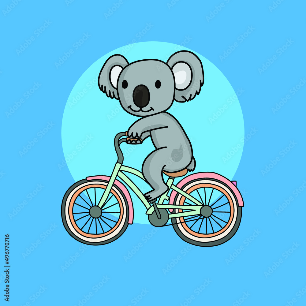 koala ride cycle illustration 