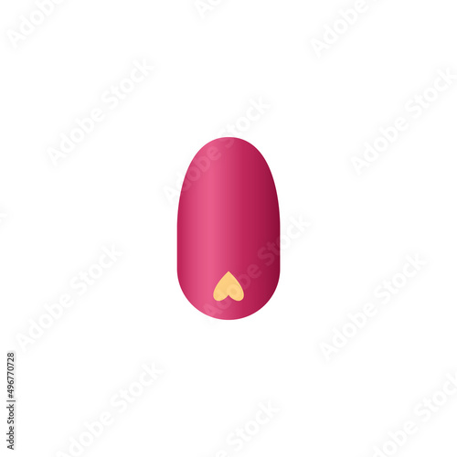 Fingernail with gel polish and design realistic vector illustration isolated.