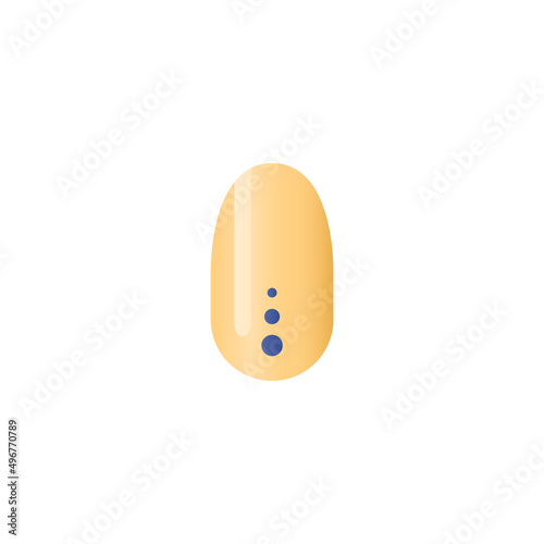Polished fingernail with design element realistic vector illustration isolated.