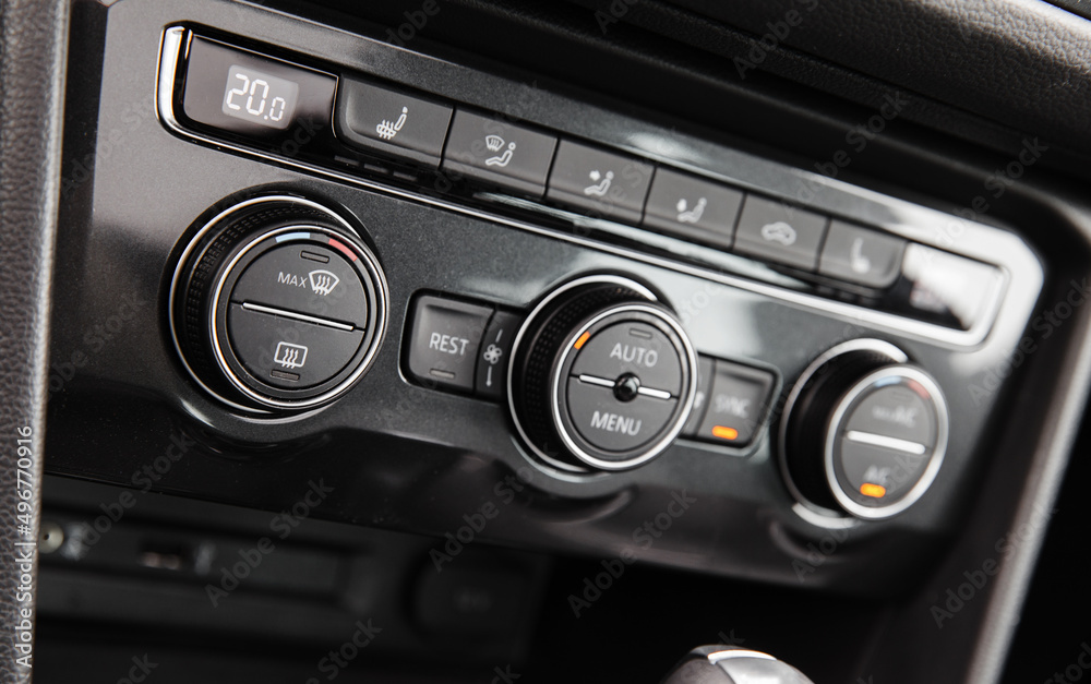 Climate control panel of modern luxury crossover car Climate control panel of modern luxury crossover car