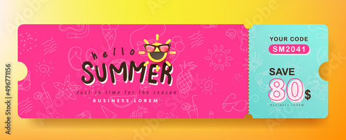 Summer Gift promotion Coupon banner template with beach vibes