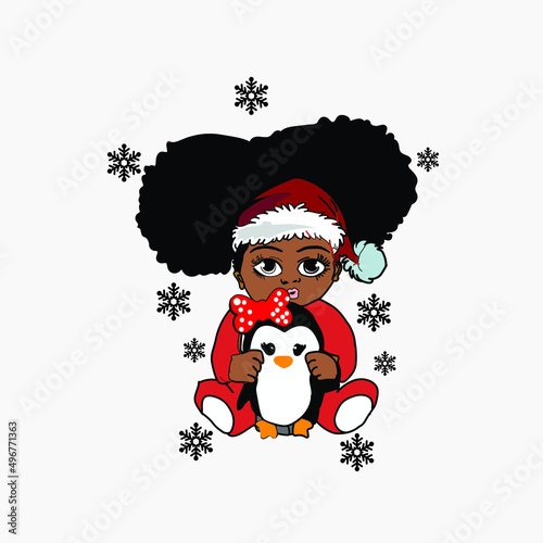 cute afro Christmas vector  