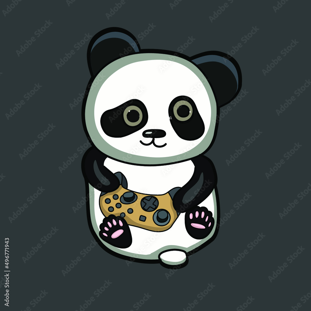 Fototapeta premium cute panda play with fame
