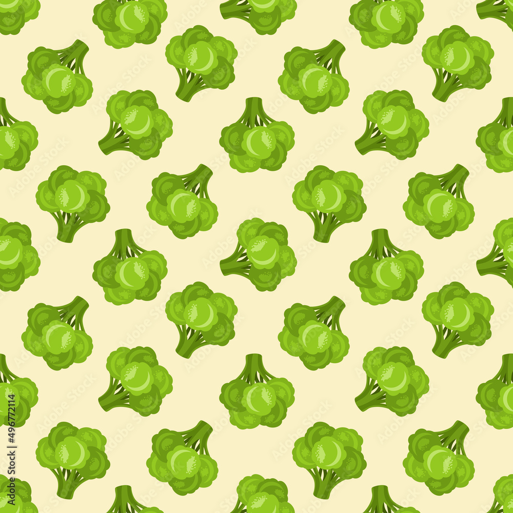 Seamless background with fresh green broccolis