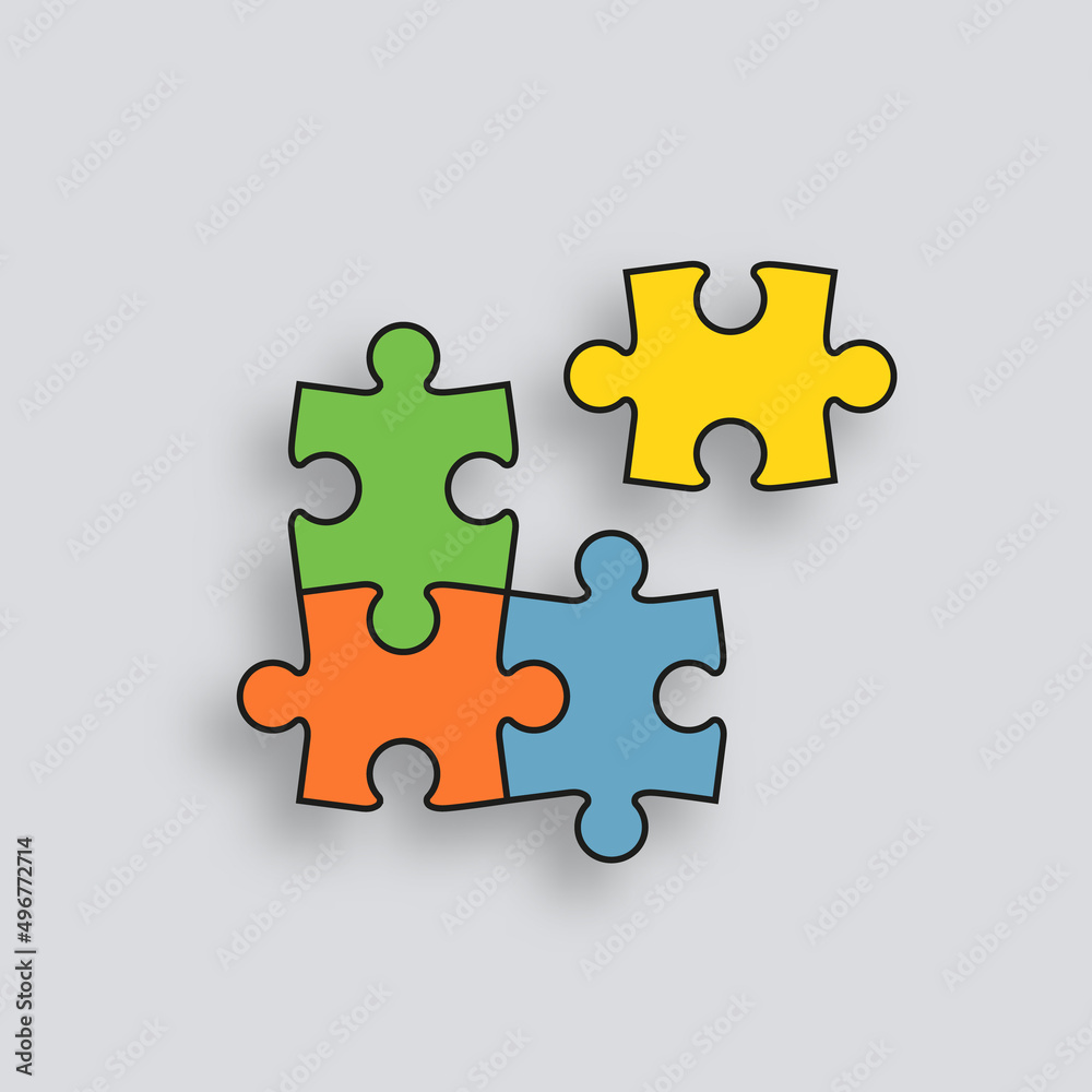 Puzzle pieces set. Jigsaw grid. Thinking mosaic game with 4 details. Simple background with separate shapes. Laser cut frame. Seamless bussines banner. Vector illustration. Puzzle pieces set. Jigsaw grid. Thinking mosaic game with 4 details. Simple background with separate shapes. Laser cut frame. Seamless bussines banner. Vector illustration.