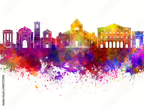 Ancona skyline in watercolor background