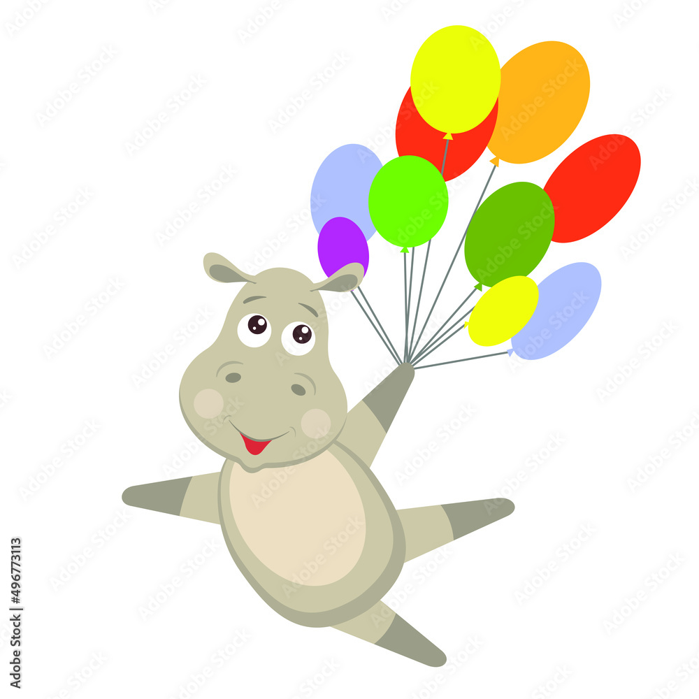 Fototapeta premium Funny animals. Behemoth, vector image in cartoon style, sticker, design.