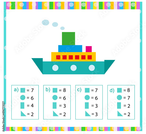 Math game for kıds. Need to find the correct answer. Practice worksheet. Vector illustration. Flat style design.(Answer is b)