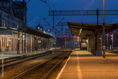 RAILWAY - Evening on the platforms of the railway station 
 photo