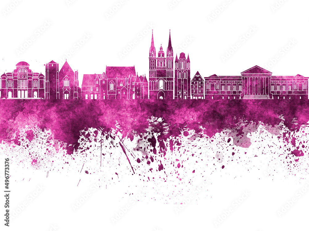 Fototapeta premium Angers skyline in watercolor background