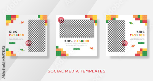 Kids store fashion sale banner post template. premium vector