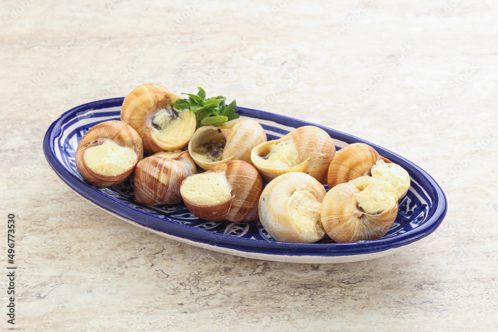 Delicous baked snail with butter - Escargot