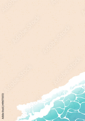 砂浜、波打ち際の夏の背景イラスト素材