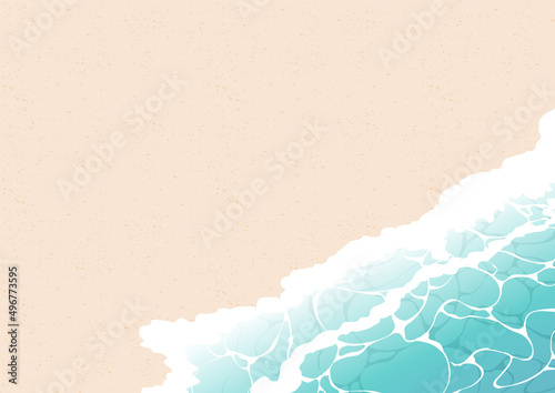 砂浜、波打ち際の夏の背景イラスト素材
