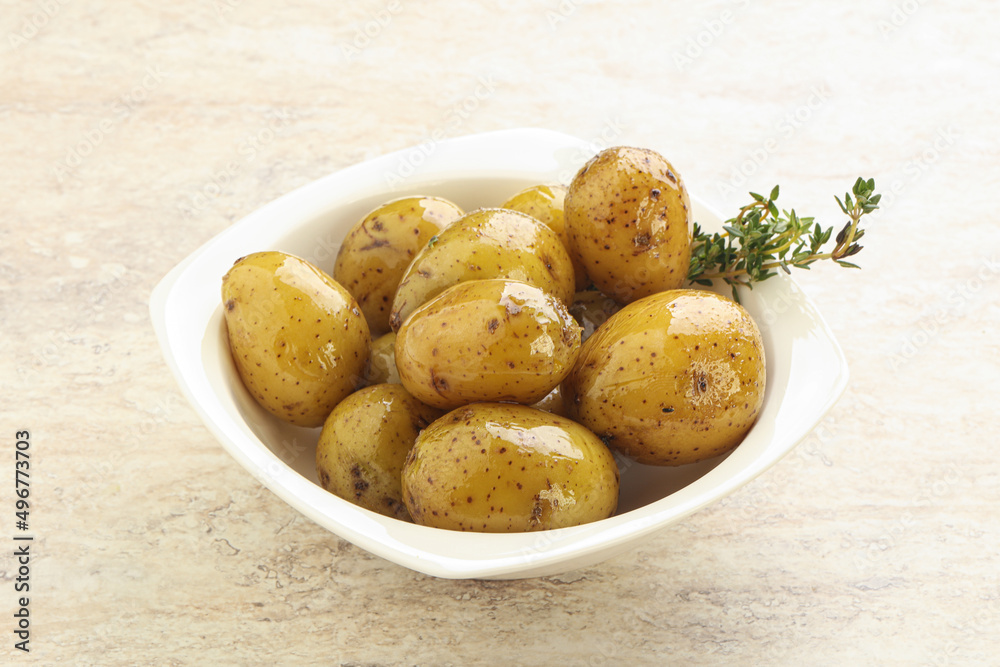 Boiled baby potato in the bowl Boiled baby potato in the bowl