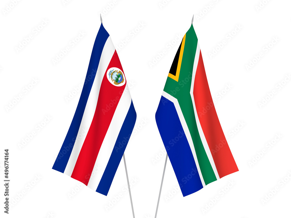 Republic of South Africa and Republic of Costa Rica flags