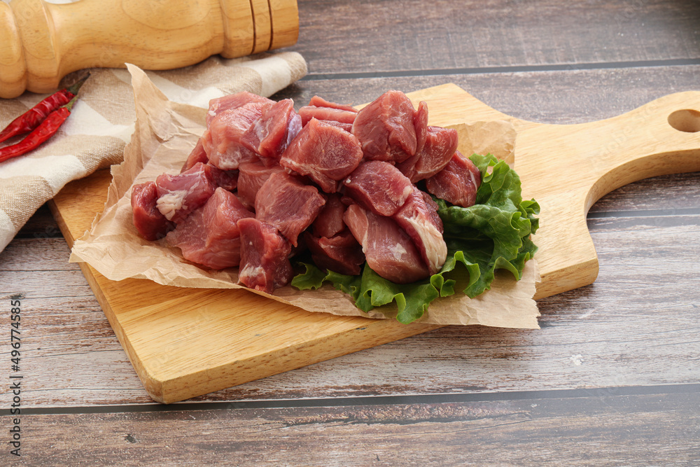 Raw pork cube for roast Raw pork cube for roast