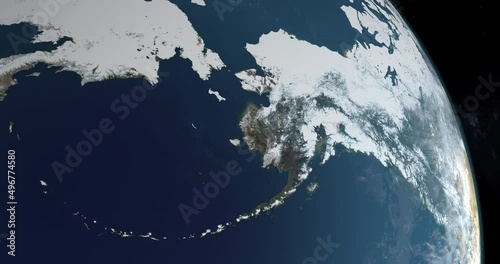 Alaska Peninsula in earth planet. Aerial view from space photo