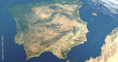 Iberian Peninsula in Earth Planet. Aerial View photo