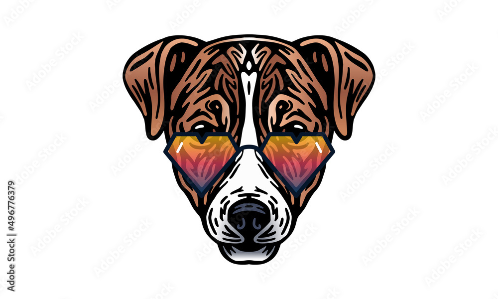 Jack Russell Terrier dog logo pet portrait with sunglasses Stock Vector |  Adobe Stock