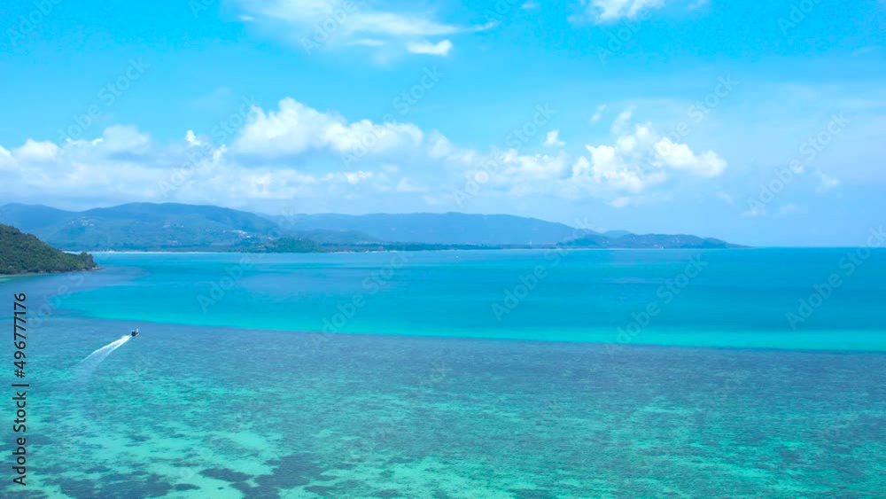 High aerial view of azure waters, white sandy beaches and rich forest nature. High aerial view of azure waters, white sandy beaches and rich forest nature.