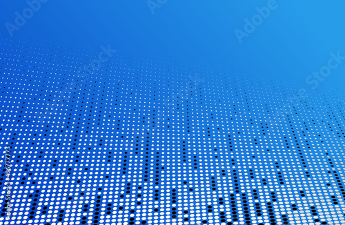 Dotted vector abstract background, blue dots in perspective flow, multimedia information theme, big data technology image, cool backdrop.