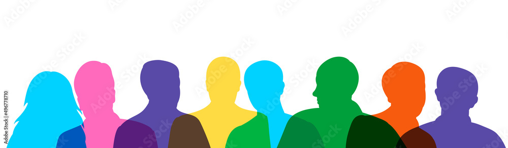 portrait people men and women standing silhouette isolated vector