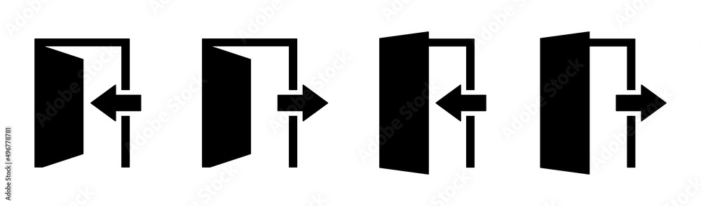 Exit and Entry Door Set Icon, Vector Illustration Exit and Entry Door Set Icon, Vector Illustration
