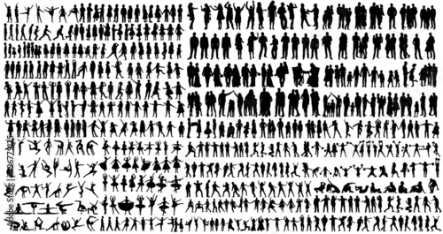 big set of people silhouette isolated vector
