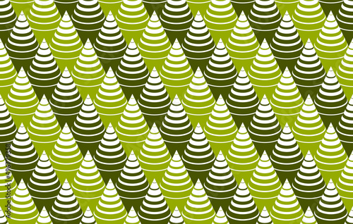 Cones op art seamless vector background, repeat tiling optical illusion pattern, textile or wrapping paper, website backdrop or wallpaper. Spruce forest.