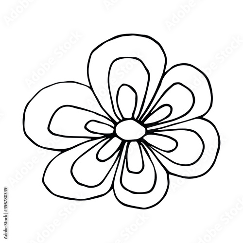 Vector simple flower doodle clipart. Hand drawn floral illustration isolated on white background. For print  web  design  decor  logo.