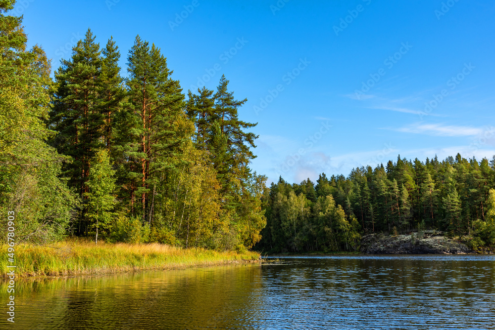 Ladoga Skerries National Park. Beautiful autumn view of Lake Ladoga in the Republic of Karelia. Ladoga Skerries National Park. Beautiful autumn view of Lake Ladoga in the Republic of Karelia.