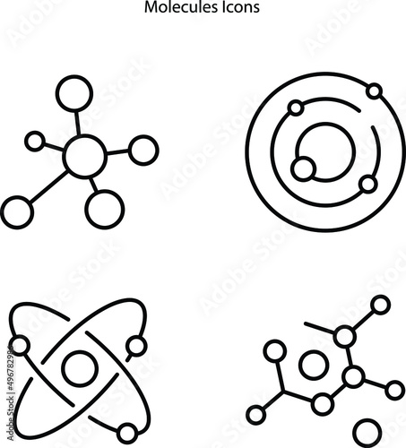 molecule icons isolated on white background. molecule icon thin line outline linear molecule symbol for logo, web, app, UI. molecule icon simple sign.