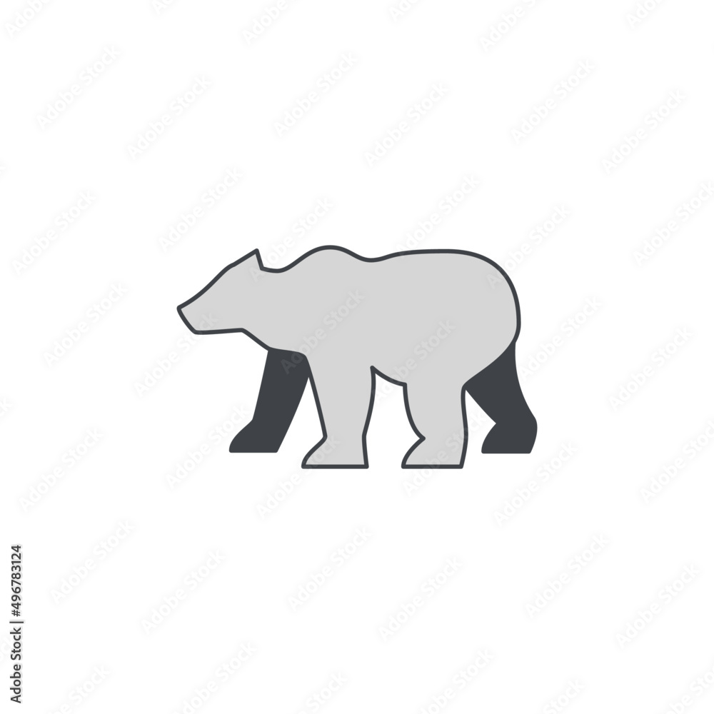 bear icon, Bear warning sign icon in color icon, isolated on white background 