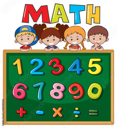 Number 0 to 9 with math symbols