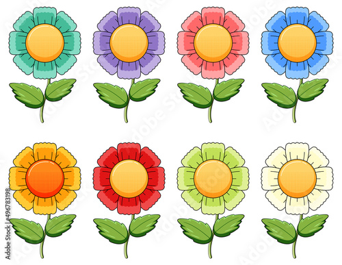 Set of colorful flowers