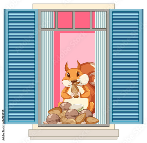 A squirrel by the window