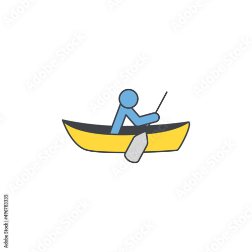 Canoe icon  canoeing lake icon in color icon  isolated on white background 