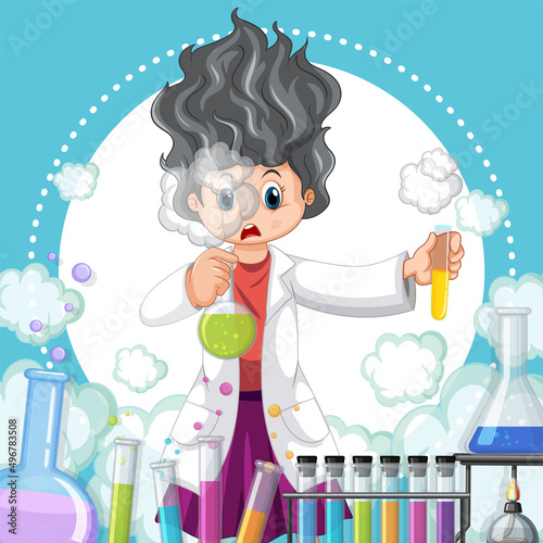 A scientist experiment in the lab on template