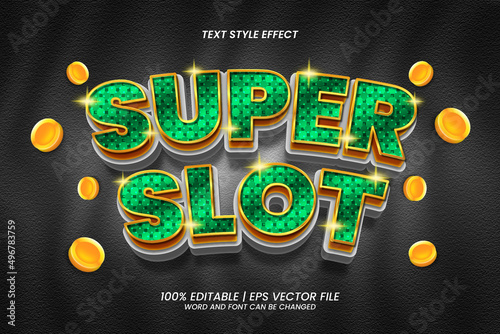 Editable Text Effect Super Slot 3D Realistic