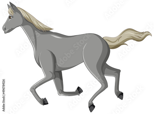 Grey horse running cartoon