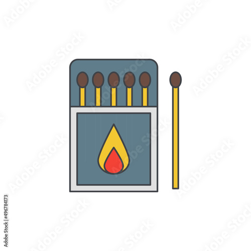 Camping match icon in color icon, isolated on white background 