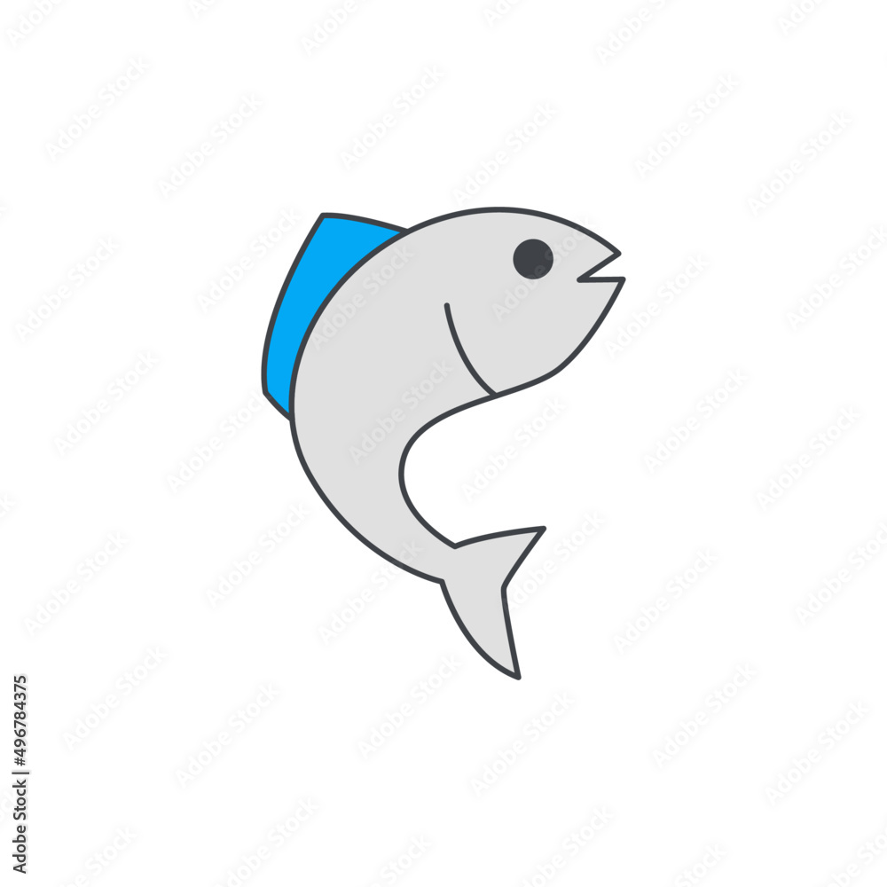 Fish, fishing sign icon in color icon, isolated on white background Fish, fishing sign icon in color icon, isolated on white background