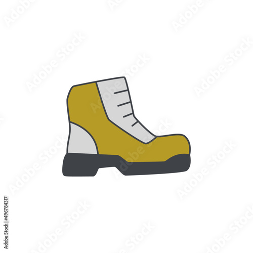 Boot, hiking footwear icon in color icon, isolated on white background 
