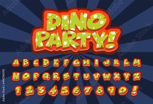 Font design for english alphabets in dinosaur character on color template