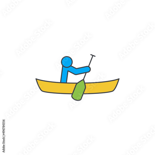 Canoe icon, canoeing lake icon in color icon, isolated on white background 